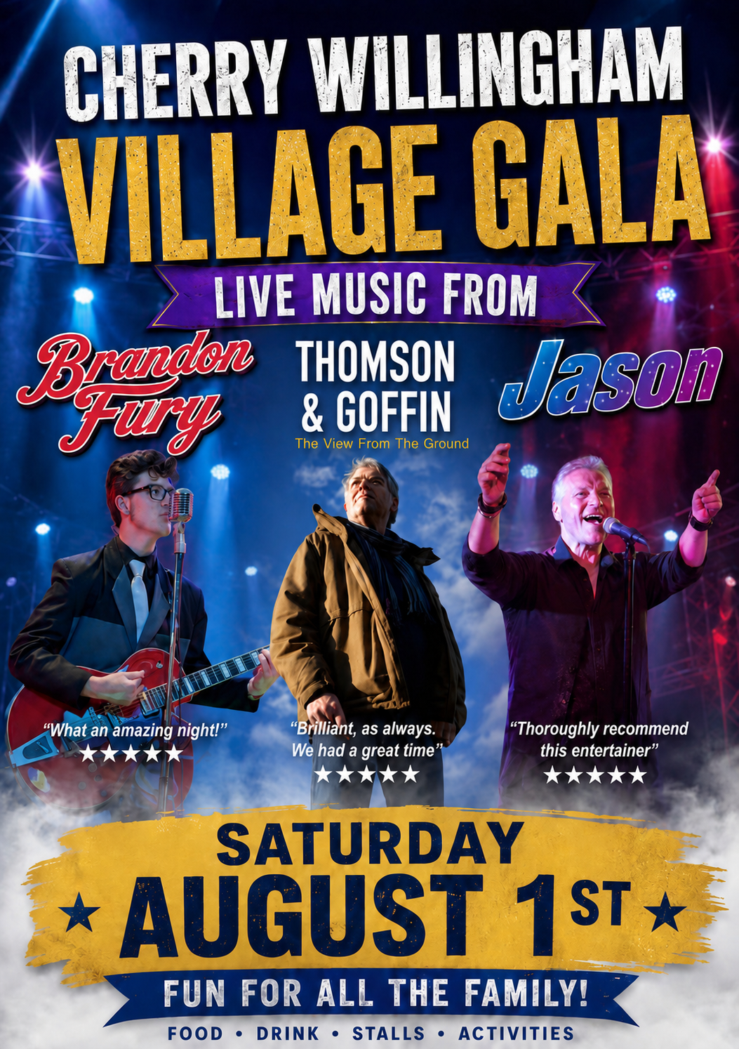 Poster advertising the Village Gala on Saturday 1st August 2026